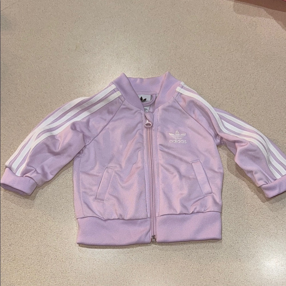 Adidas Pastel Purple Track Jacket with White Stripes